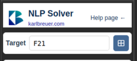 Selecting the target cell in the NLP Solver